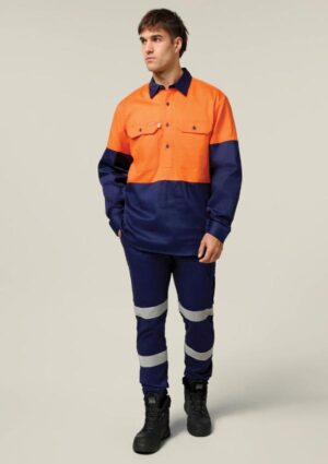 Hi-Vis 2 Tone Closed Front Long Sleeve Shirt with Gusset - Image 6