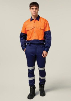 Hi-Vis 2 Tone Closed Front Long Sleeve Shirt with Gusset - Image 7
