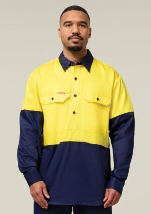 Hi-Vis 2 Tone Closed Front Long Sleeve Shirt with Gusset - Image 13