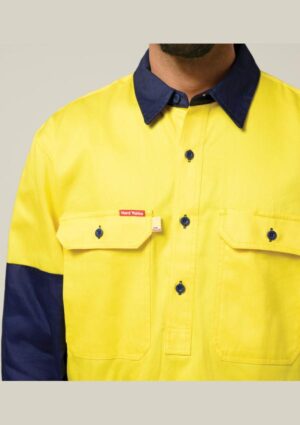 Hi-Vis 2 Tone Closed Front Long Sleeve Shirt with Gusset - Image 10