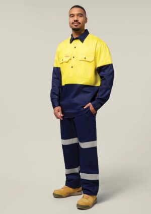 Hi-Vis 2 Tone Closed Front Long Sleeve Shirt with Gusset - Image 8