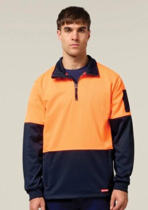 Hi-Vis 2 Tone 1/4 Zip Brushed Fleece Jumper - Image 1