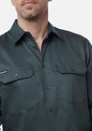 Originals Long Sleeve Open Front Cotton Drill Work Shirt - Image 19