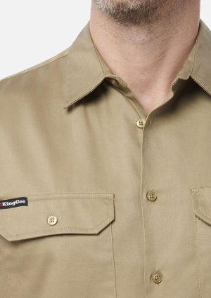 Originals Long Sleeve Open Front Cotton Drill Work Shirt - Image 12