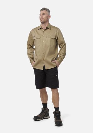 Originals Long Sleeve Open Front Cotton Drill Work Shirt - Image 11