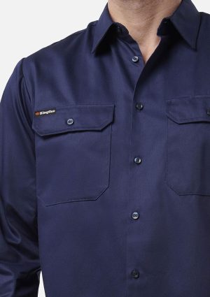 Originals Long Sleeve Open Front Cotton Drill Work Shirt - Image 5