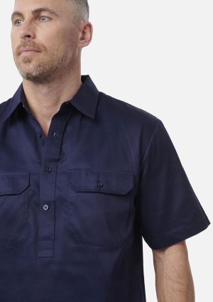 Originals Short Sleeve Closed Front Cotton Drill Work Shirt - Image 3