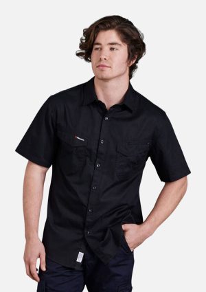 Tradies Lightweight Cotton Drill Short Sleeve Work Shirt - Image 1