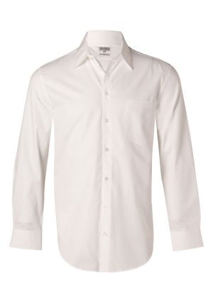 Men's Self Stripe Long Sleeve Shirt - Image 3