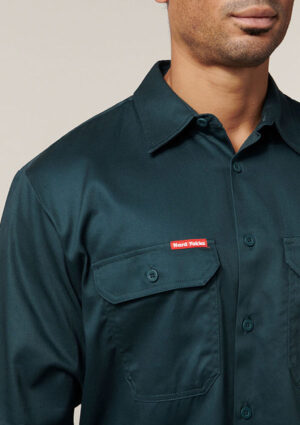 Long Sleeve Open Front Cotton Drill Work Shirt - Image 23