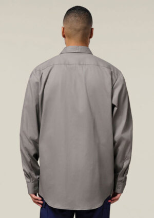 Long Sleeve Open Front Cotton Drill Work Shirt - Image 19