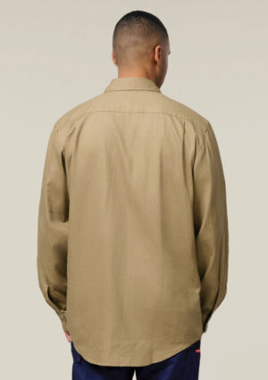 Long Sleeve Open Front Cotton Drill Work Shirt - Image 13