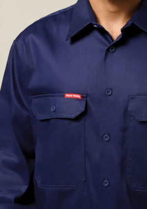 Long Sleeve Open Front Cotton Drill Work Shirt - Image 6