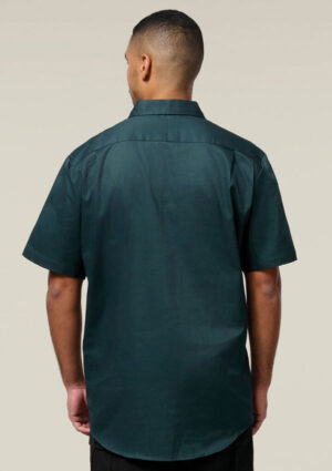 Short Sleeve Open Front Cotton Drill Work Shirt - Image 19