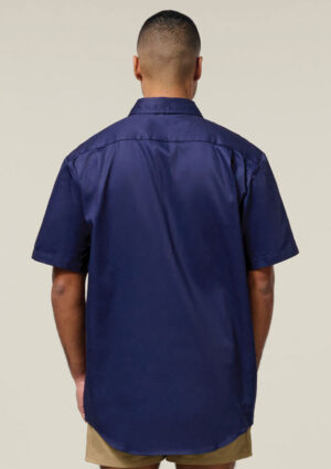 Short Sleeve Open Front Cotton Drill Work Shirt - Image 6