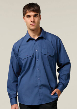 Long Sleeve Permanent Press Crease Free Poly Cotton Shirt - Image 6