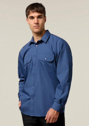 Long Sleeve Permanent Press Crease Free Poly Cotton Shirt - Image 5