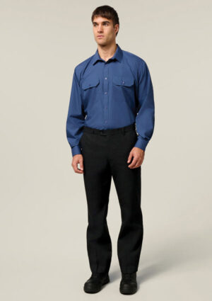 Long Sleeve Permanent Press Crease Free Poly Cotton Shirt - Image 2