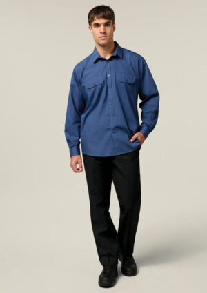 Long Sleeve Permanent Press Crease Free Poly Cotton Shirt - Image 1