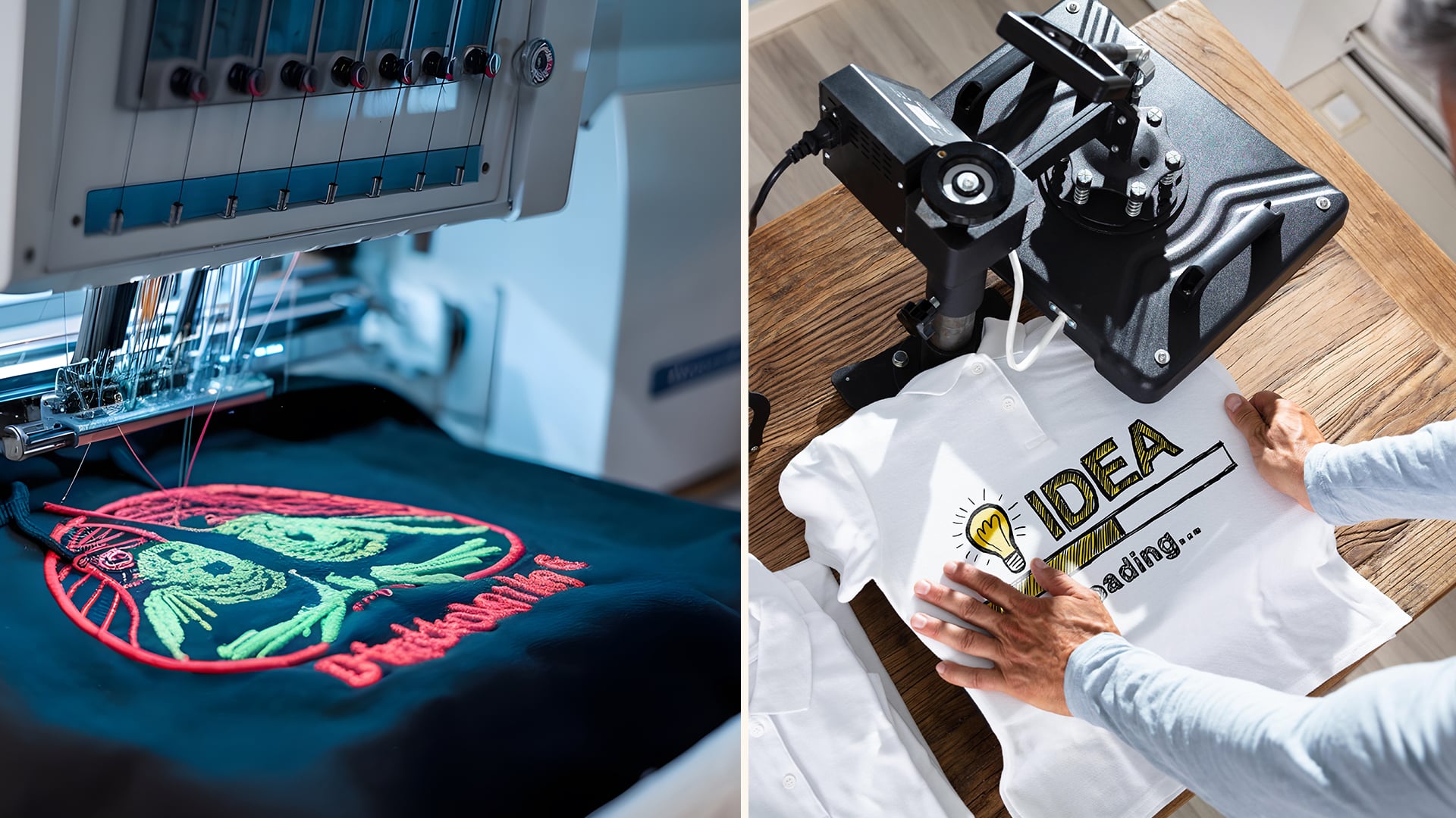 Embroidery vs DTF Printing